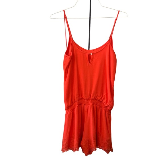 GIANNI BINI CORAL SPAGHETTI STRAP EMBROIDERED ROMPER - Picture 3 of 16
